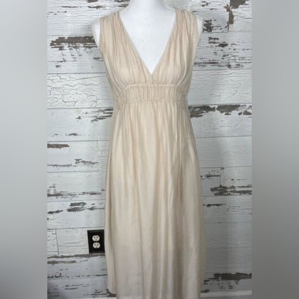 TEMPO PARIS Lovely Sleeveless Silk Dress Ivory Sz S EUC